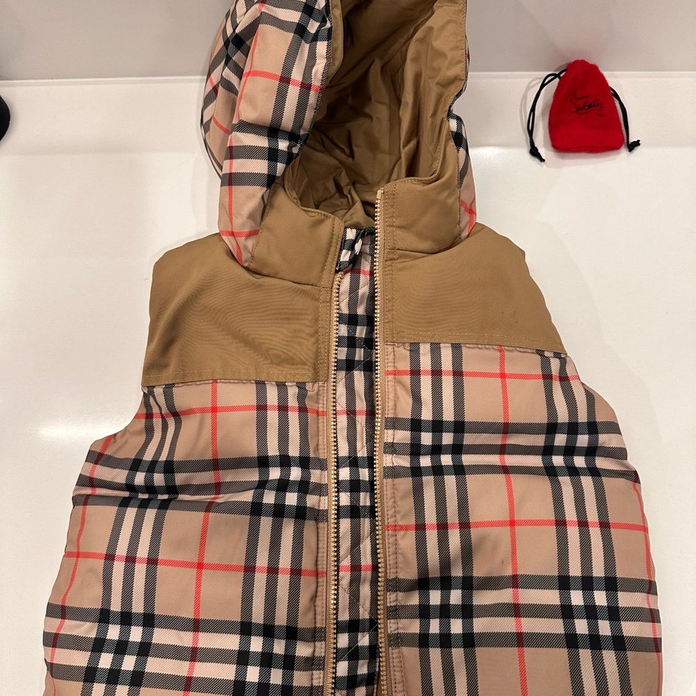 Burberry Kids Tan and Black Plaid Vest